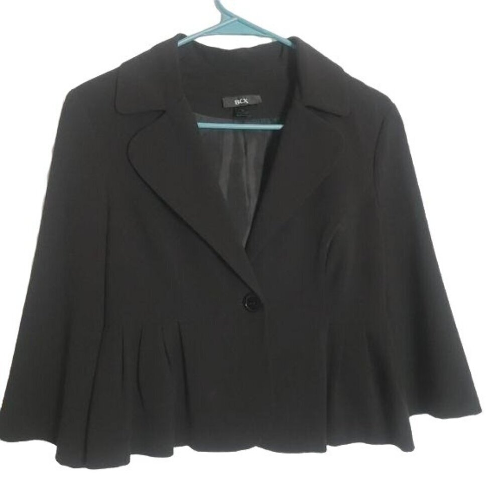 BCX Pleated One Button Dress Blazer sz m
